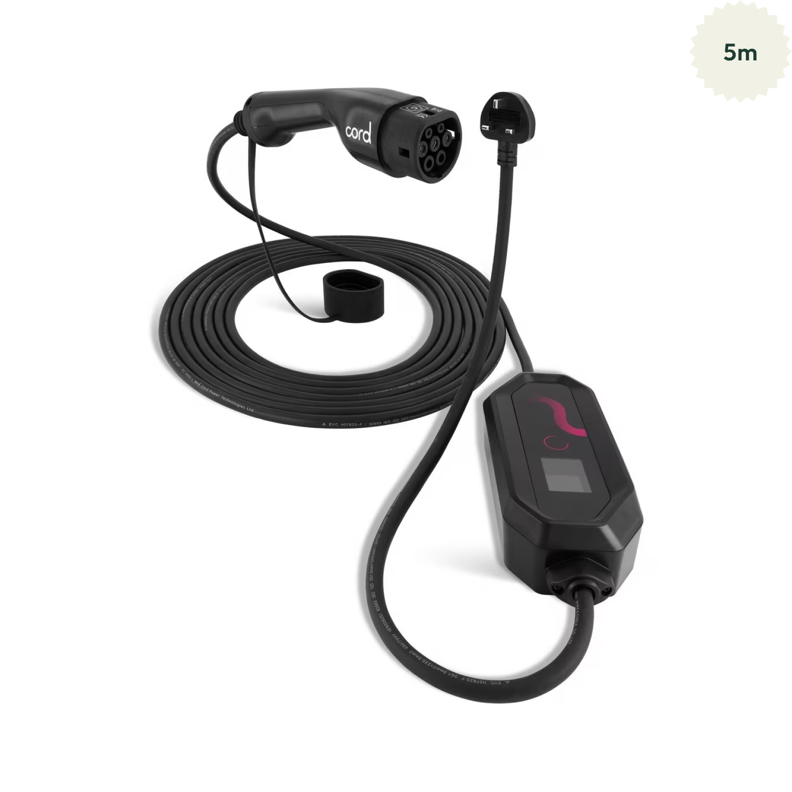 Cord – Portable EV Charger – 230V 6A-8A-10A Max 2.3kW – 5m Cable