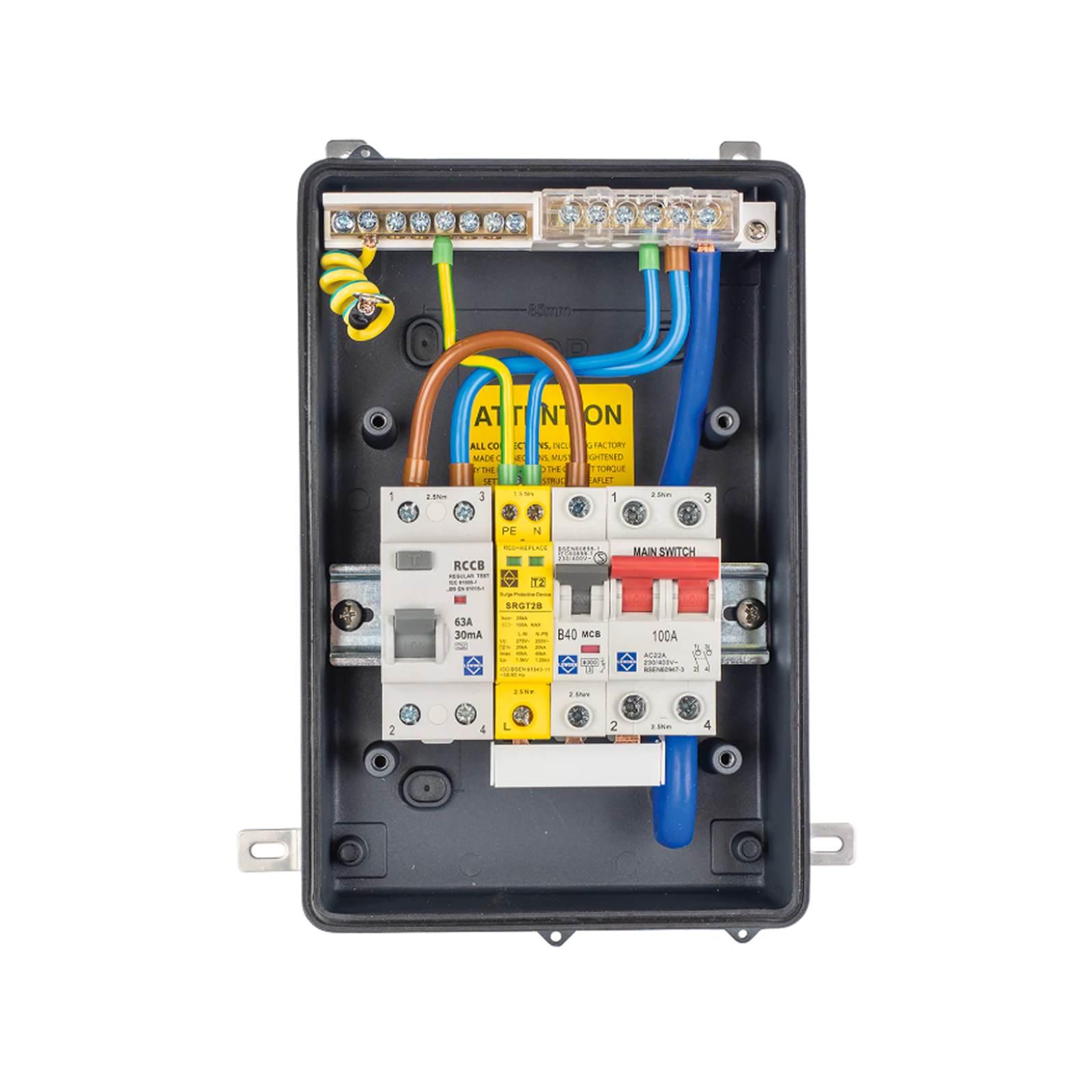 Lewden PRO65-REV40AS EV Consumer Unit – 40A – TYPE A RCCB – Surge Protection