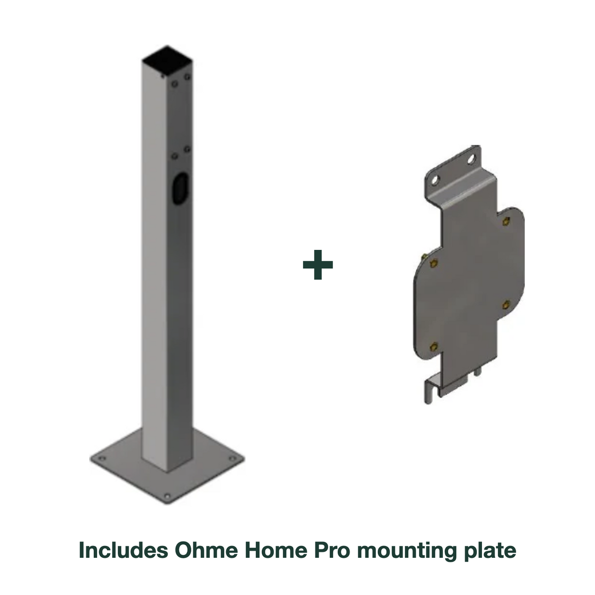 e.Park Multi Post Single EVKube Base with Ohme Home Pro mounting plate