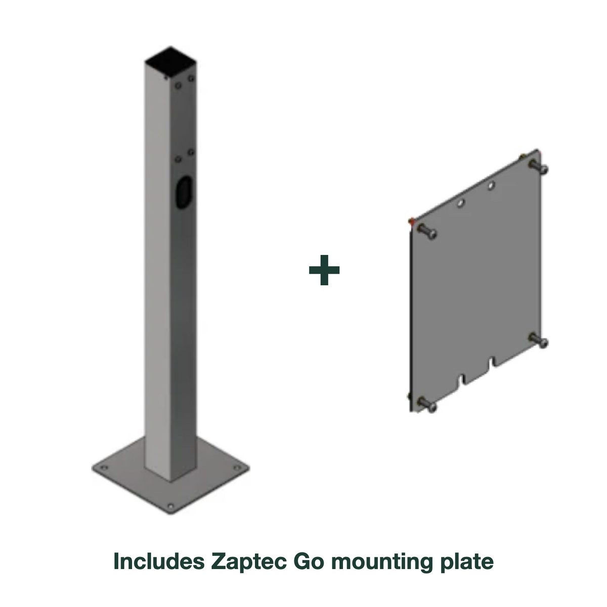 e.Park Multi Post Single EVKube Base with Zaptec Go mounting plate