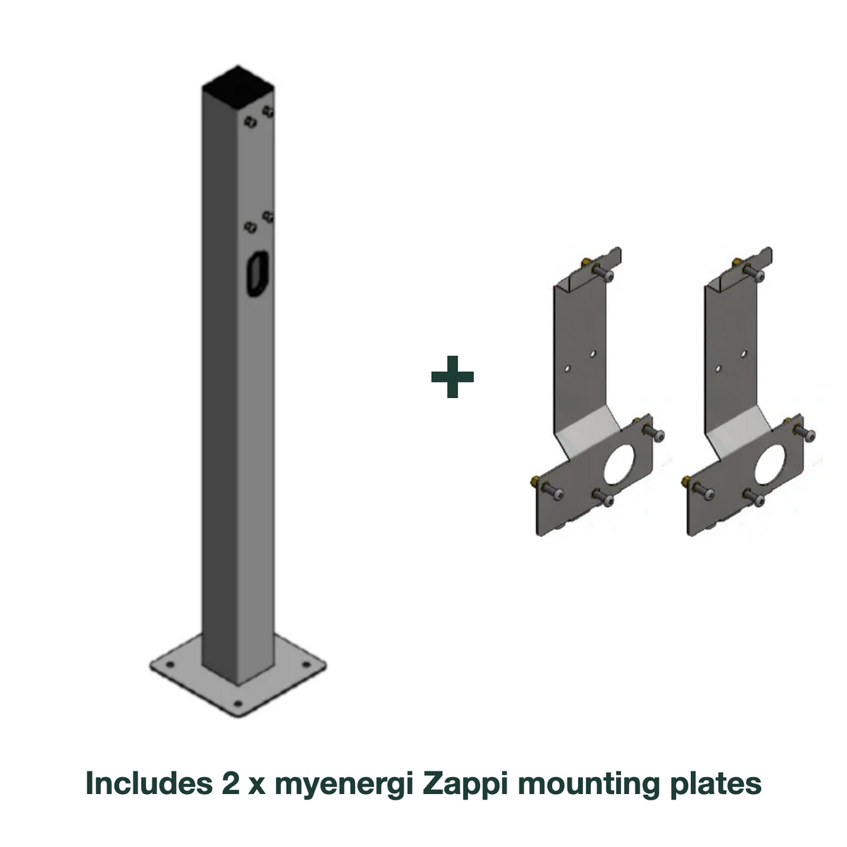 e.Park Multi Post Dual EVKube Base with 2 x myenergi Zappi mounting plates