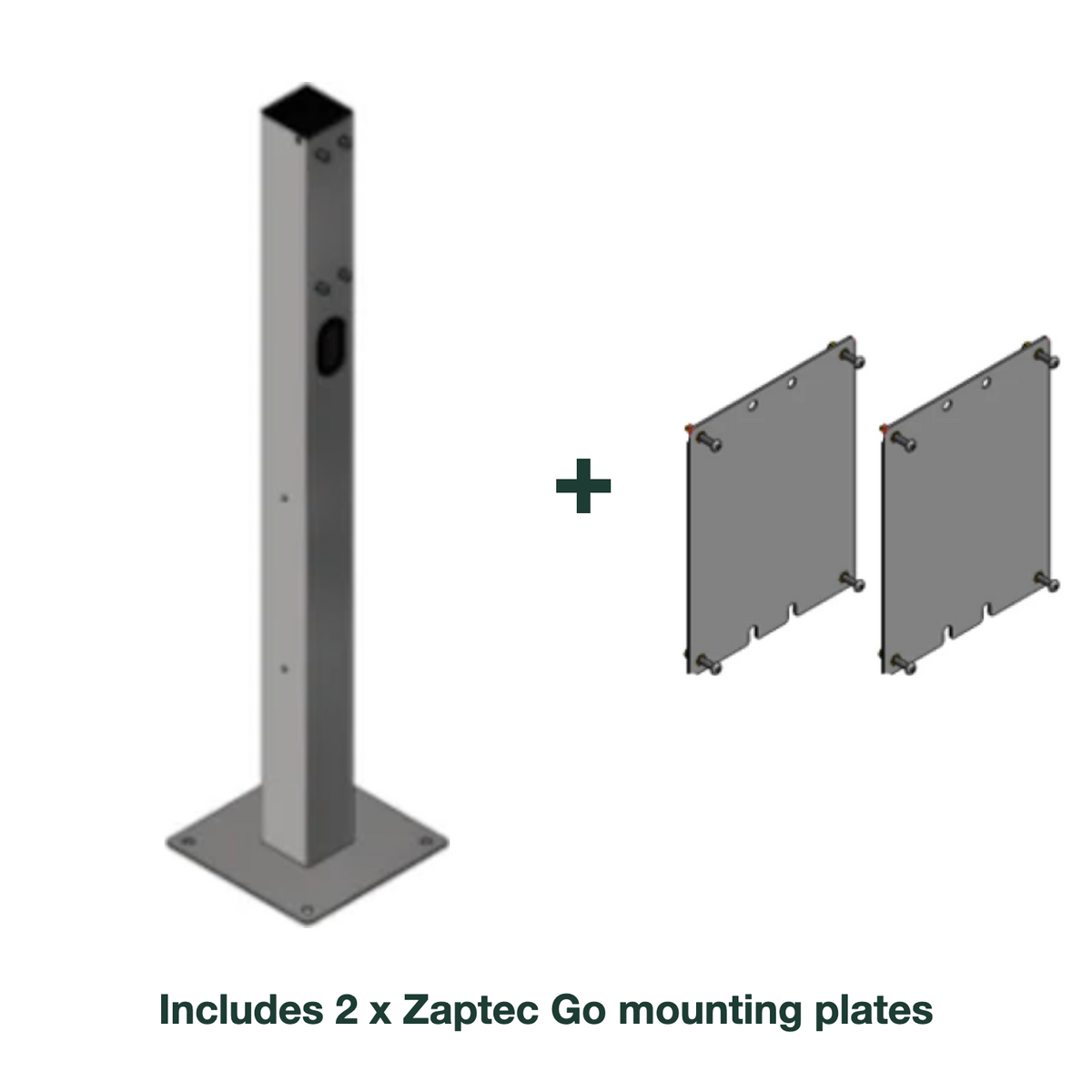 e.Park Multi Post Dual with Hatch EVKube Base with 2 x Zaptec Go mounting plates