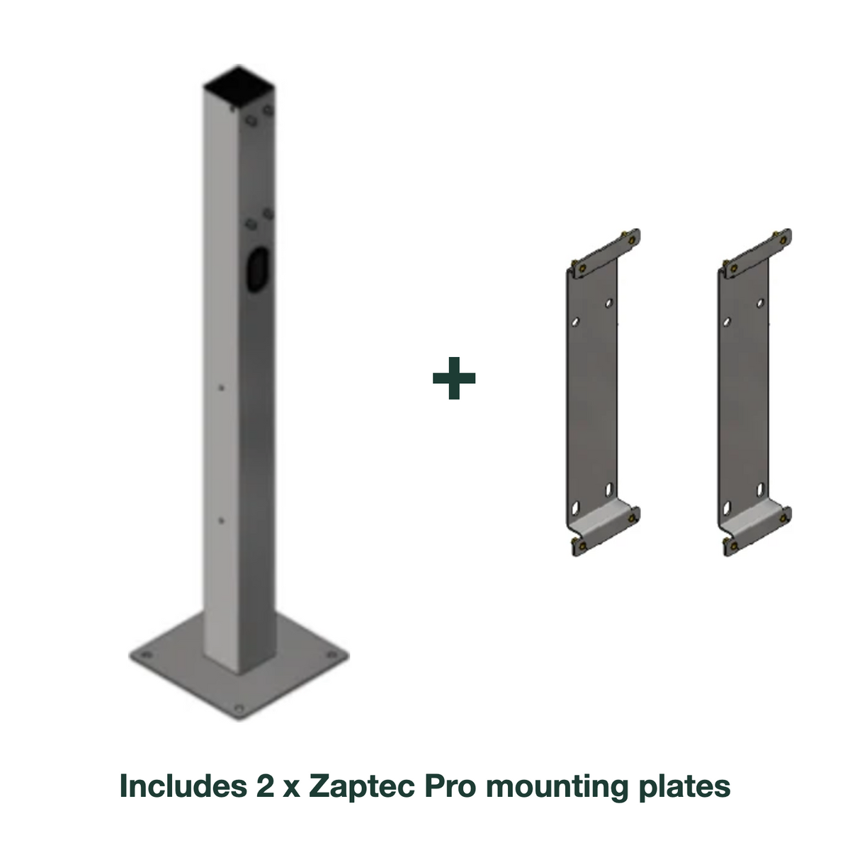 e.Park Multi Post Dual with Hatch EVKube Base with 2 x Zaptec Pro mounting plates