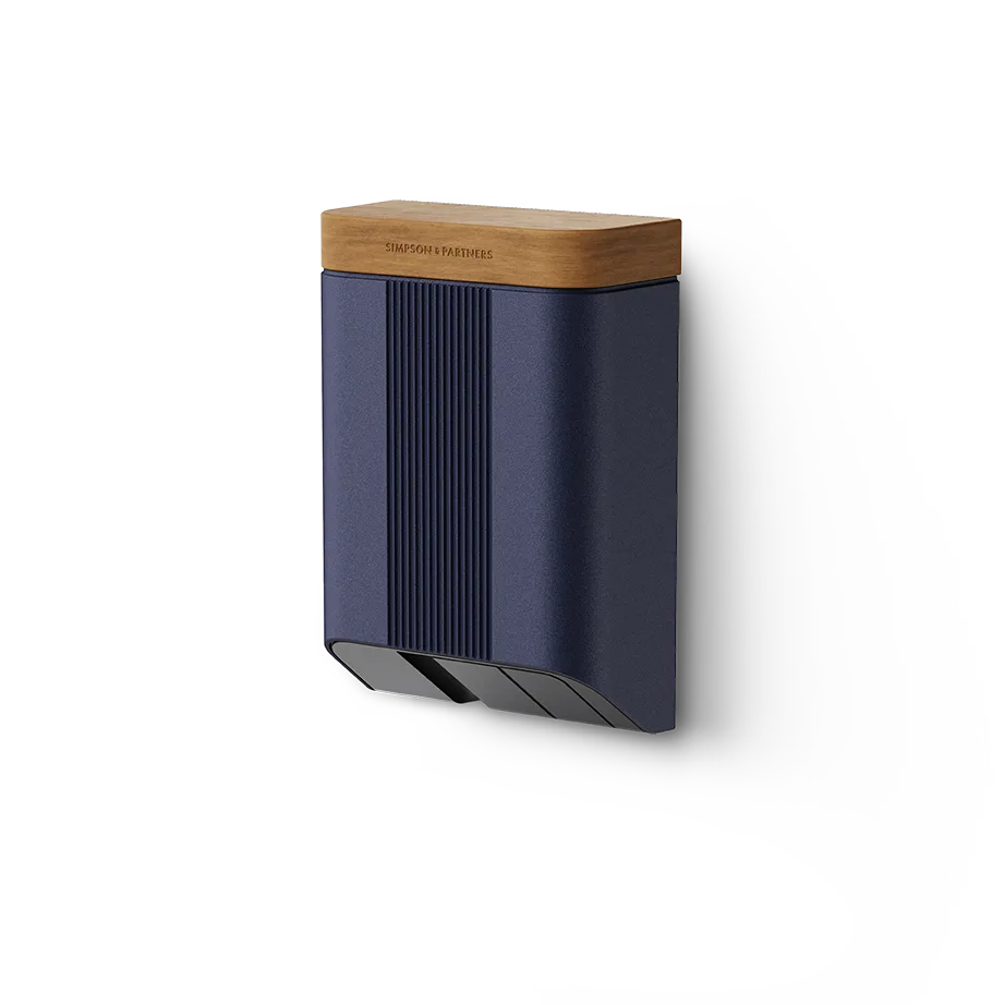 Simpson & Partners Home Series V3 Plus – Neptune Blue body, Mid Oak Wood lid