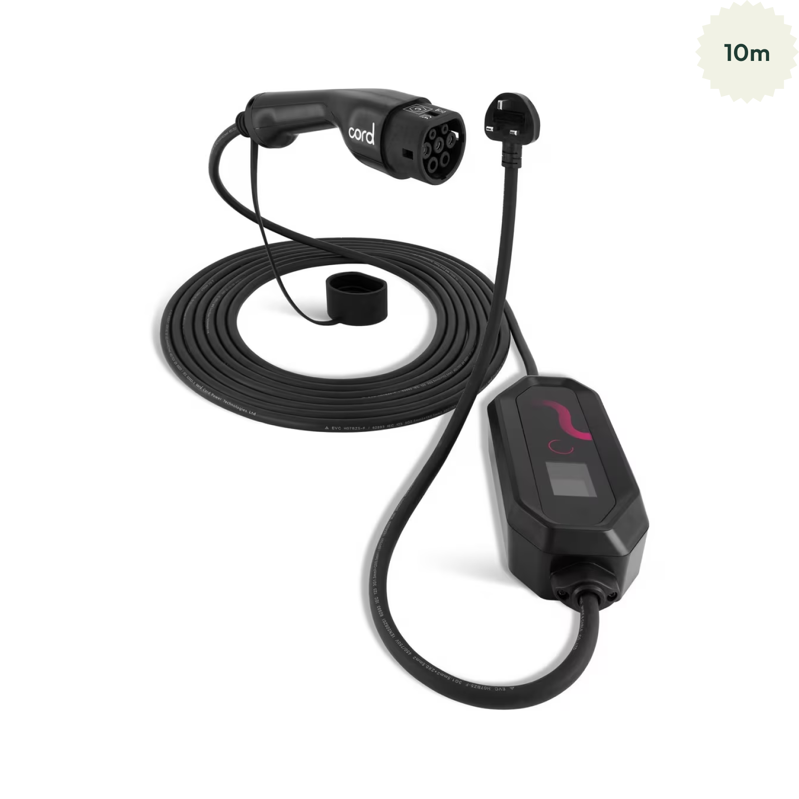 Cord – Portable EV Charger – 230V 6A-8A-10A Max 2.3kW – 10m Cable