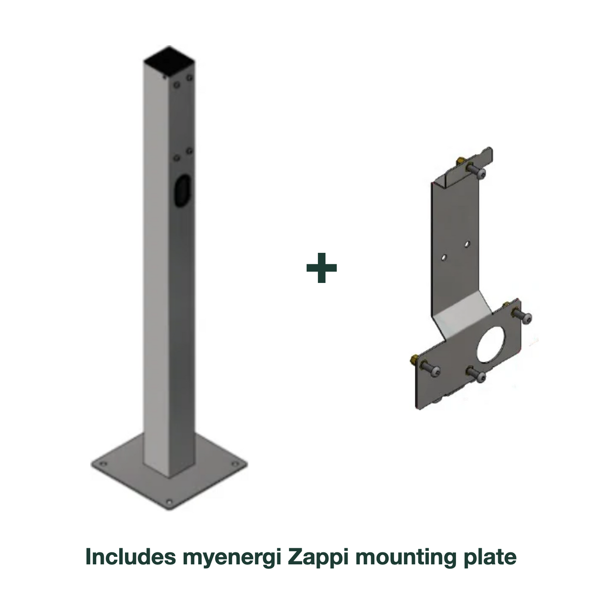 e.Park Multi Post Single EVKube Base with myenergi Zappi mounting plate
