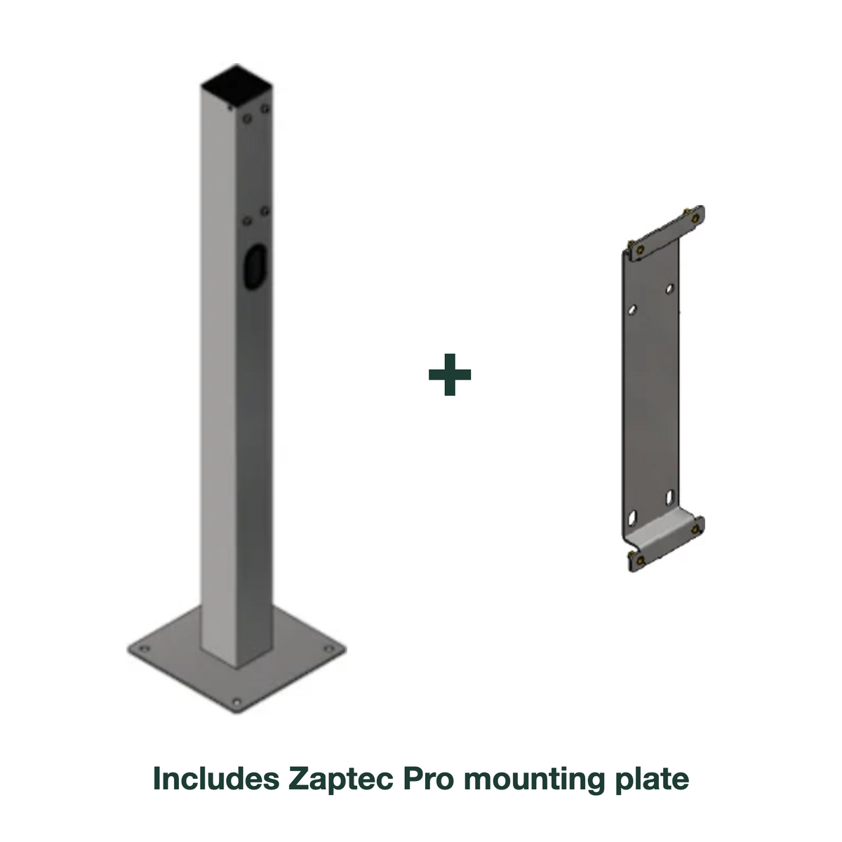 e.Park Multi Post Single EVKube Base with Zaptec Pro mounting plate