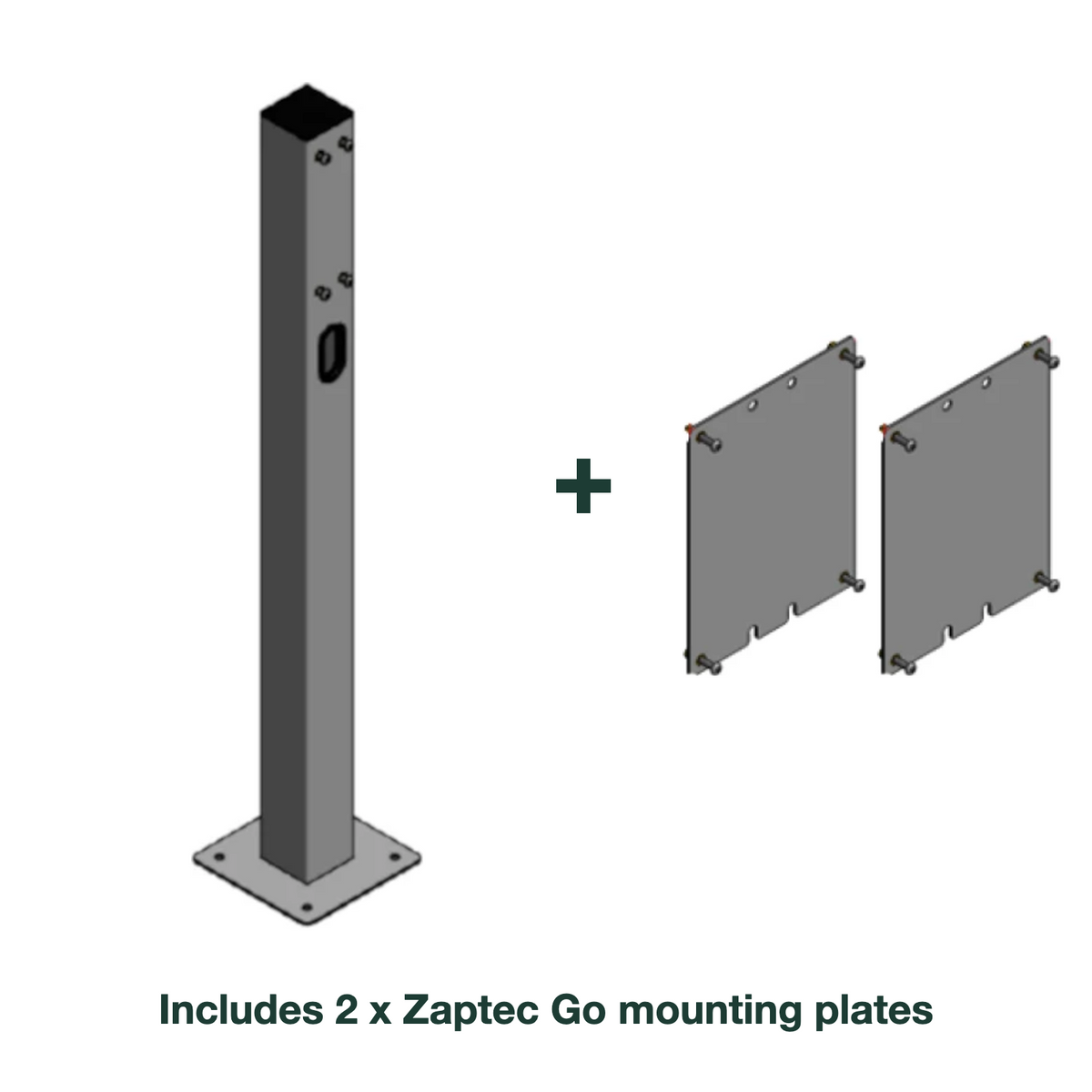 e.Park Multi Post Dual EVKube Base with 2 x Zaptec Go mounting plates