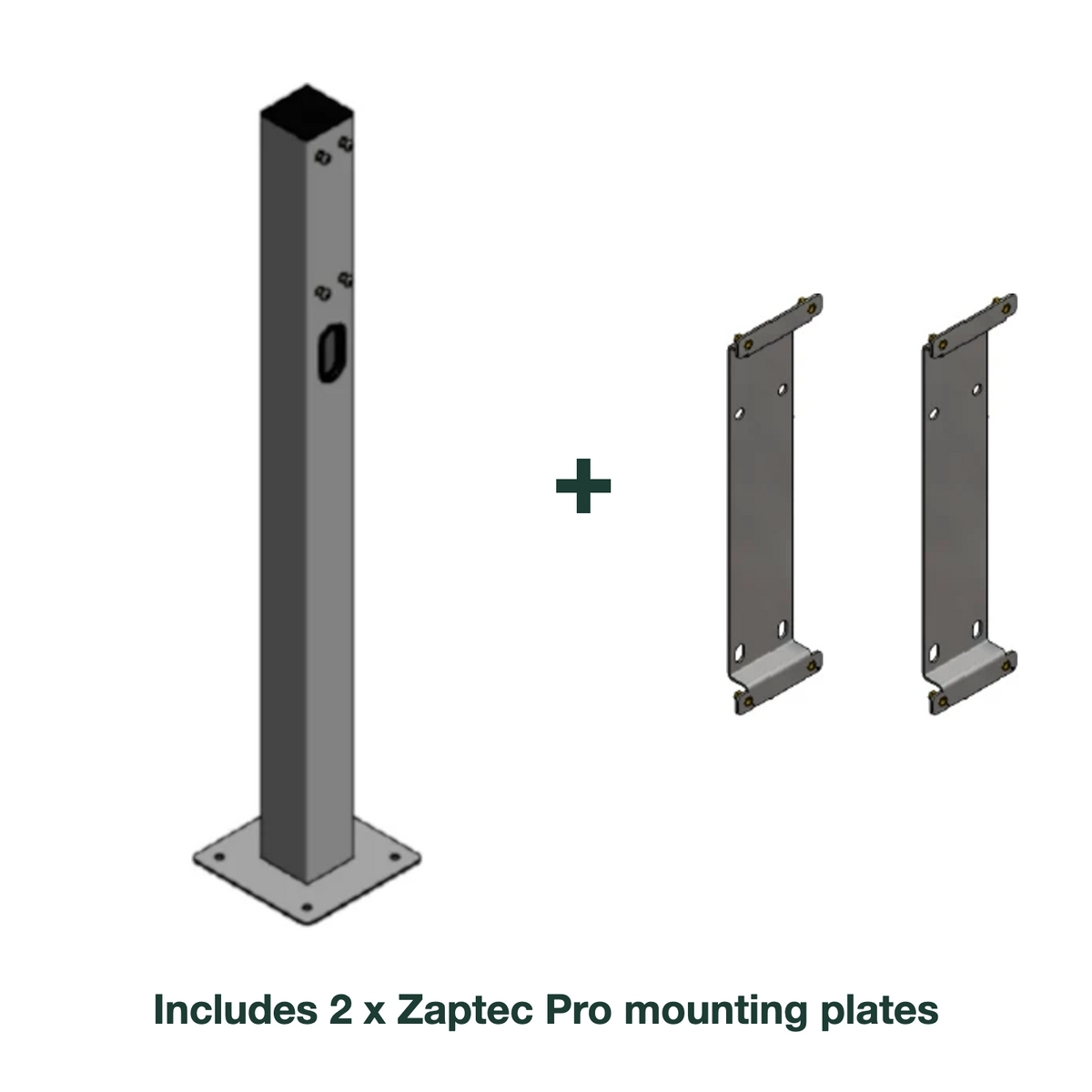 e.Park Multi Post Dual EVKube Base with 2 x Zaptec Pro mounting plates