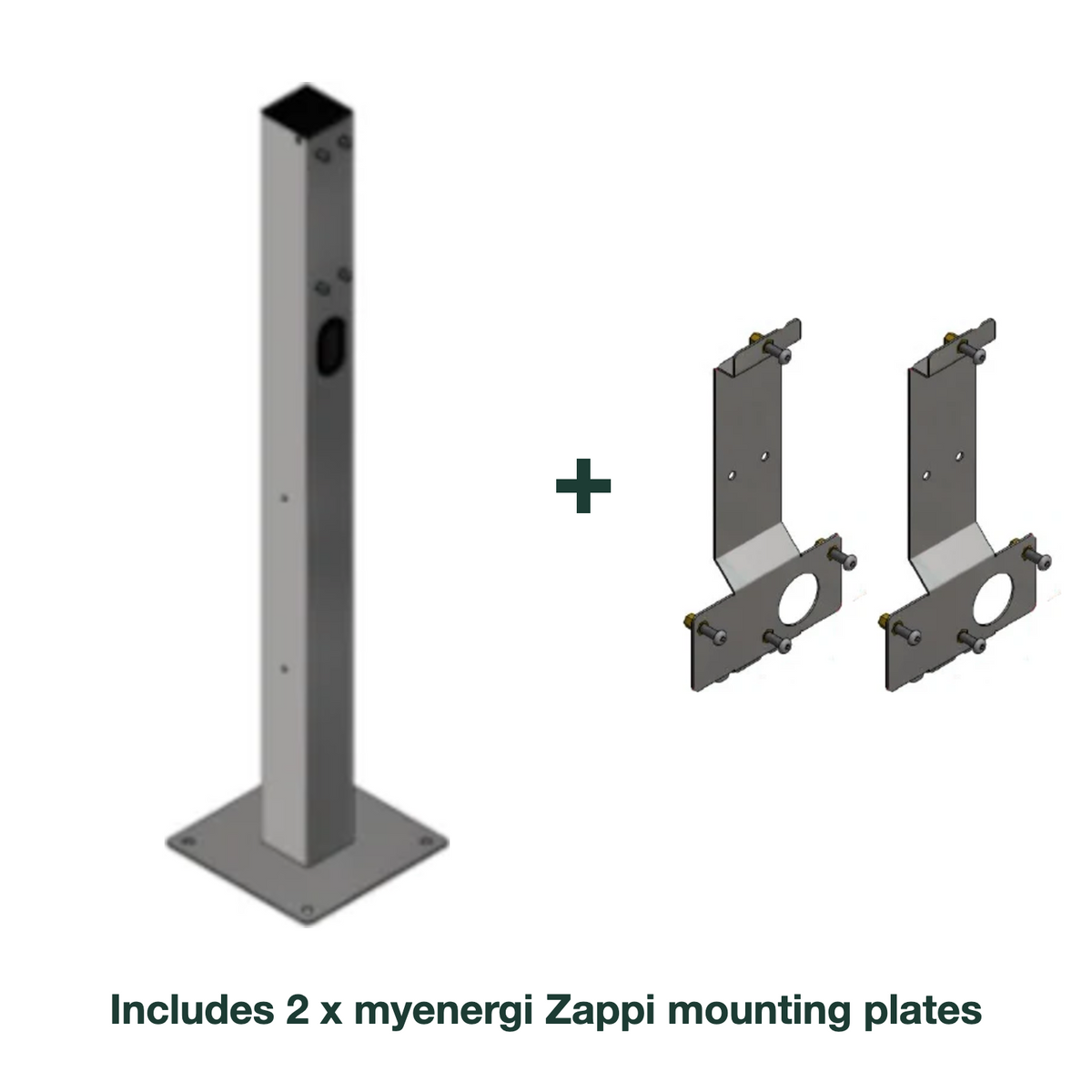 e.Park Multi Post Dual with Hatch EVKube Base with 2 x myenergi Zappi mounting plates