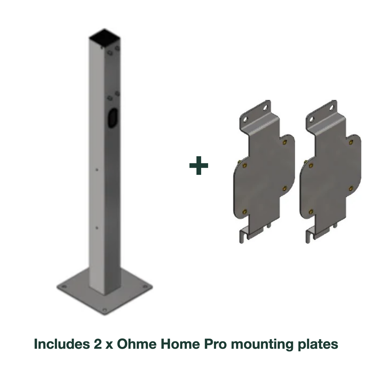 e.Park Multi Post Dual with Hatch EVKube Base with 2 x Ohme Home Pro mounting plates